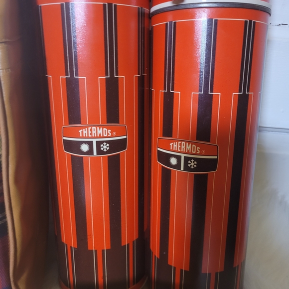 Vtg 1971 Thermos Red Plaid 3pc Picnic Set - Picture 2 of 15
